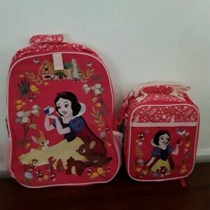 Disney Kids Backpack and Lunch Bag Set - Pink Red